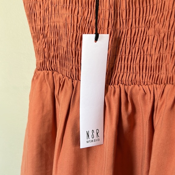 NWT - Orange NSR Smocked Sleeveless Midi Sundress - Sz Small - Picture 7 of 16